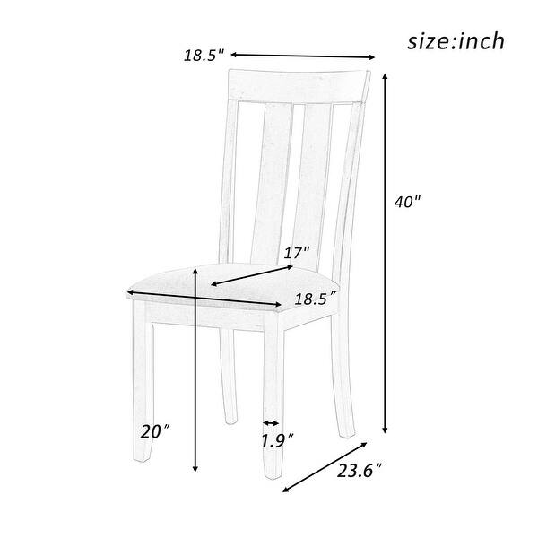 Wood Dining Chairs with Fabric Seat Cushions and Curved Back, Set of 4