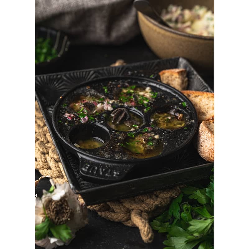 Staub Cast Iron 5.75-inch Escargot Dish with 6 holes - Matte Black