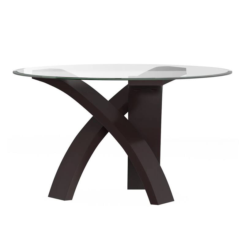 Moi 5pc Dining Table and Chair Set, 52 Inch Round Glass, White Black