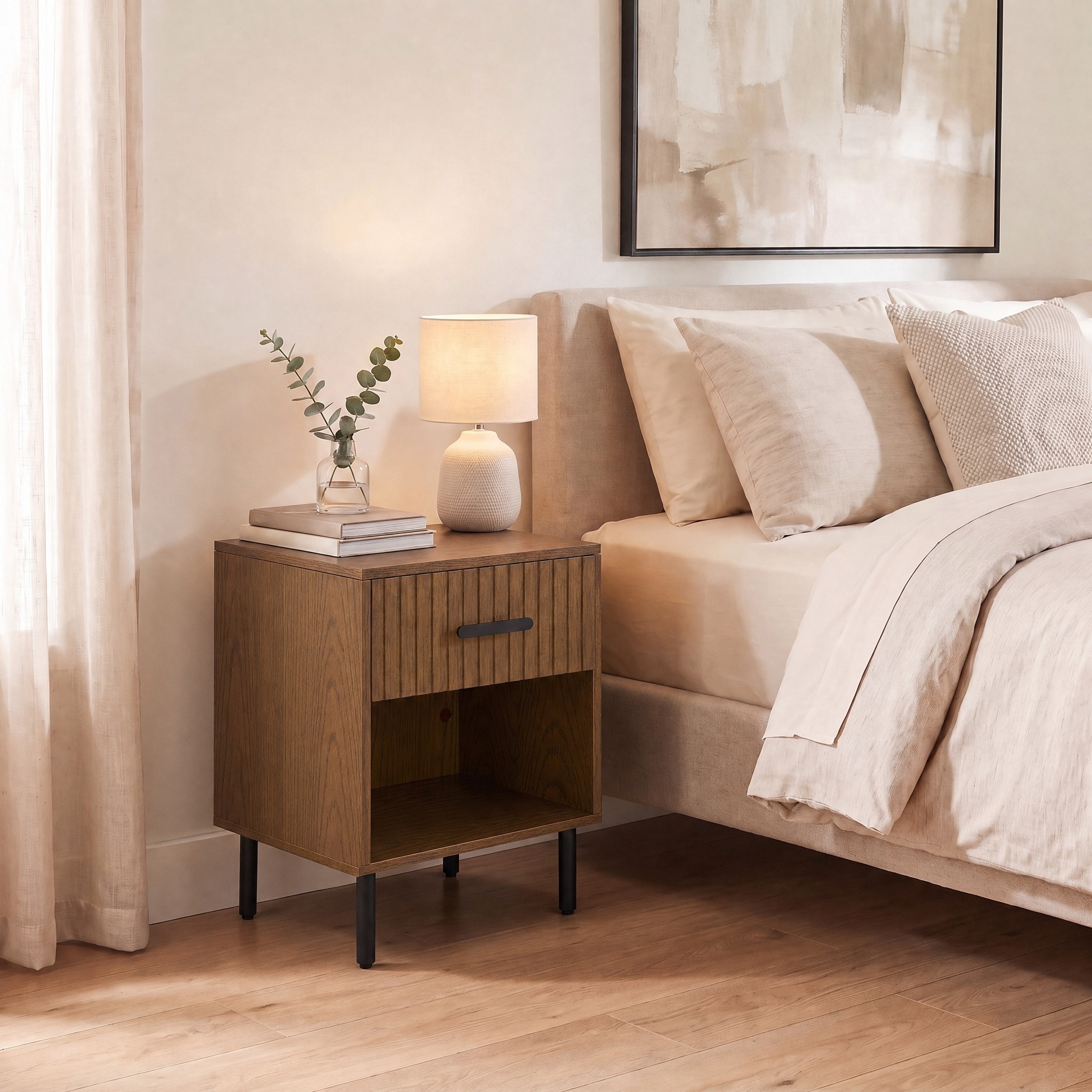 SEI Furniture Amelin 1-Drawer 1-Shelf Nightstand
