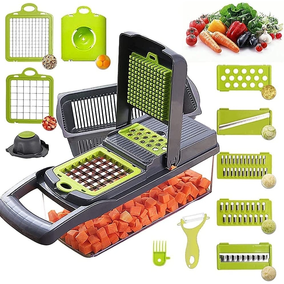 6-in-1 Vegetable Chopper Food Cutter Onion Slicer with Container and 6  Inserts