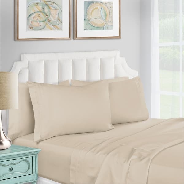 Superior 1200 Thread Count Egyptian Cotton Solid Bed Sheet Set - Queen - Ivory