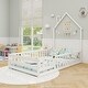preview thumbnail 17 of 18, Twin Size House Shape Floor Bed with Lockable Door and Full-Length Guardrail