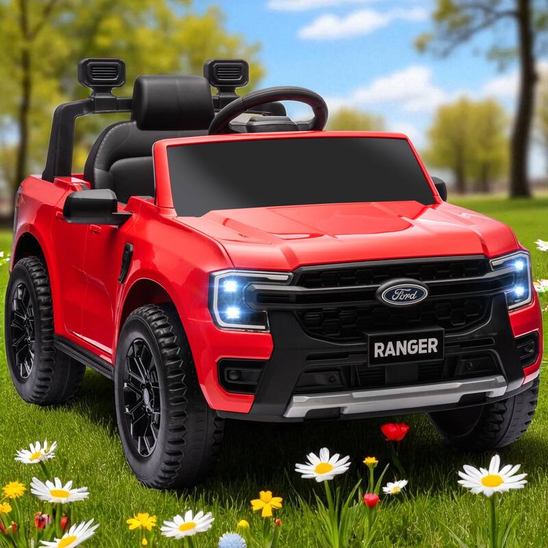 Ford Ranger Licensed 12V Kids Ride-On Truck with Remote Control, LED Headlights, Spring Suspension, Toy Storage, for 3-6 Years