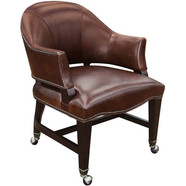 slide 1 of 1, Hooker Furniture Leather Game / Poker Chair from the Joker Collection Isadora Nut