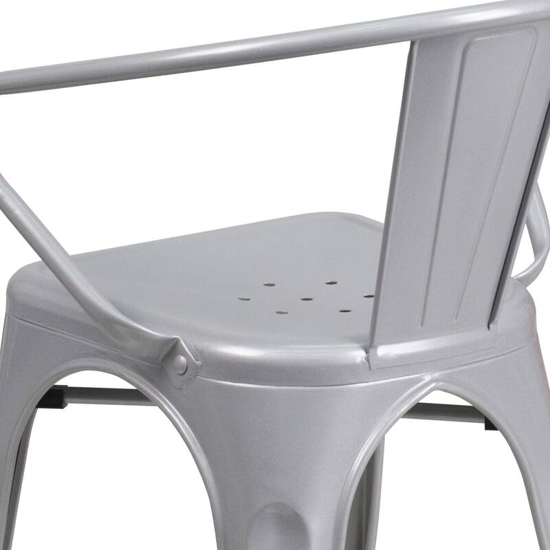 4 Pack Metal Indoor-Outdoor Chair with Arms
