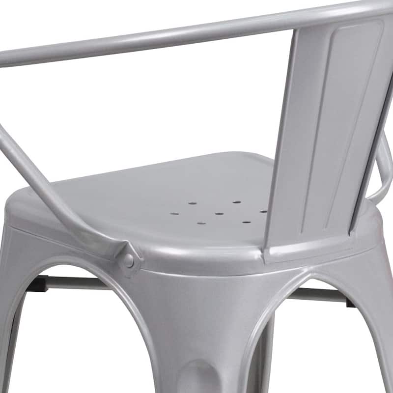 Metal Indoor-Outdoor Chair with Arms