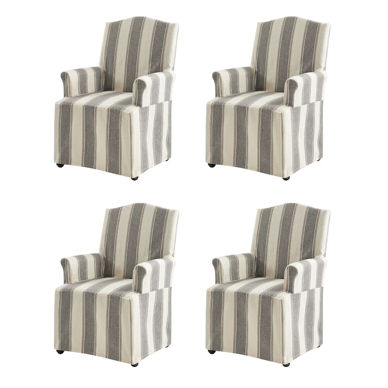 Alethea Upholstered Slipcover Arm Dining Chair with Soild Wood Legs Set of 4 by HULALA HOME