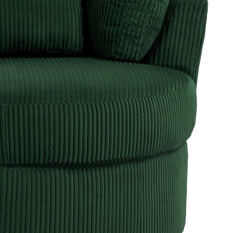 41" W Oversized Accent Barrel Swivel Chair with Moon Storage Ottoman