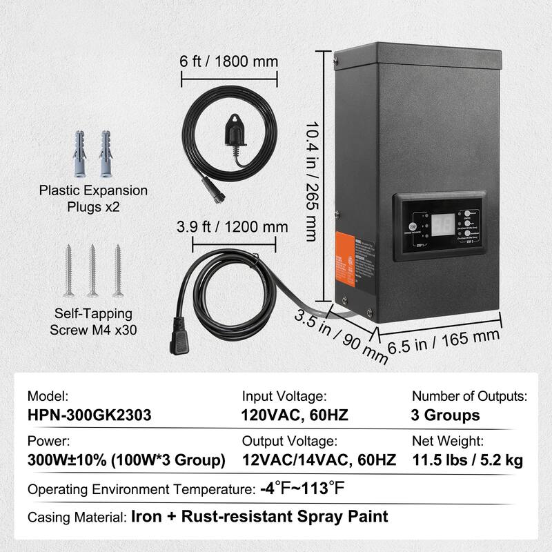 Landscape Transformer, Timer & Photocell Sensor Equipped, Weatherproof Outdoor Lighting Converter, Ideal for Exterior - Black