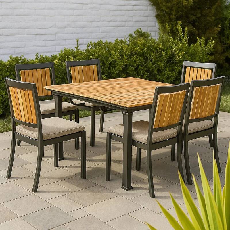 Ankia 62-84 Inch Outdoor Extendable Dining Table, Aluminium Brown