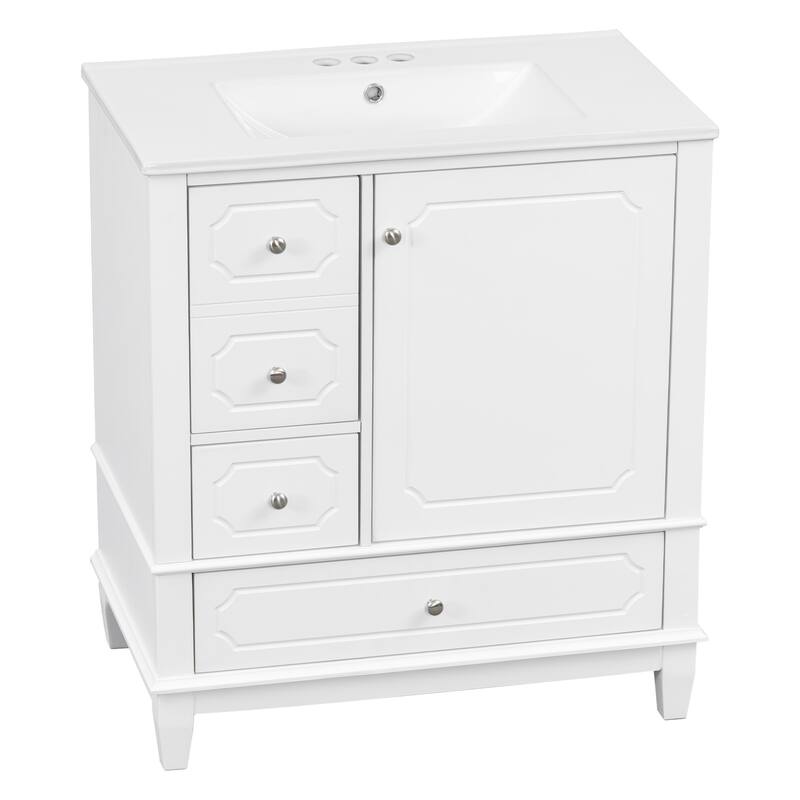 30-In Bathroom Vanity with Ceramic Sink,Soft-Close Door