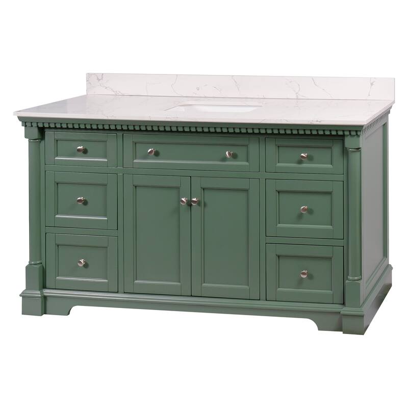 KitchenBathCollection Sydney 60" Single Bathroom Vanity with Engineered Marble Top