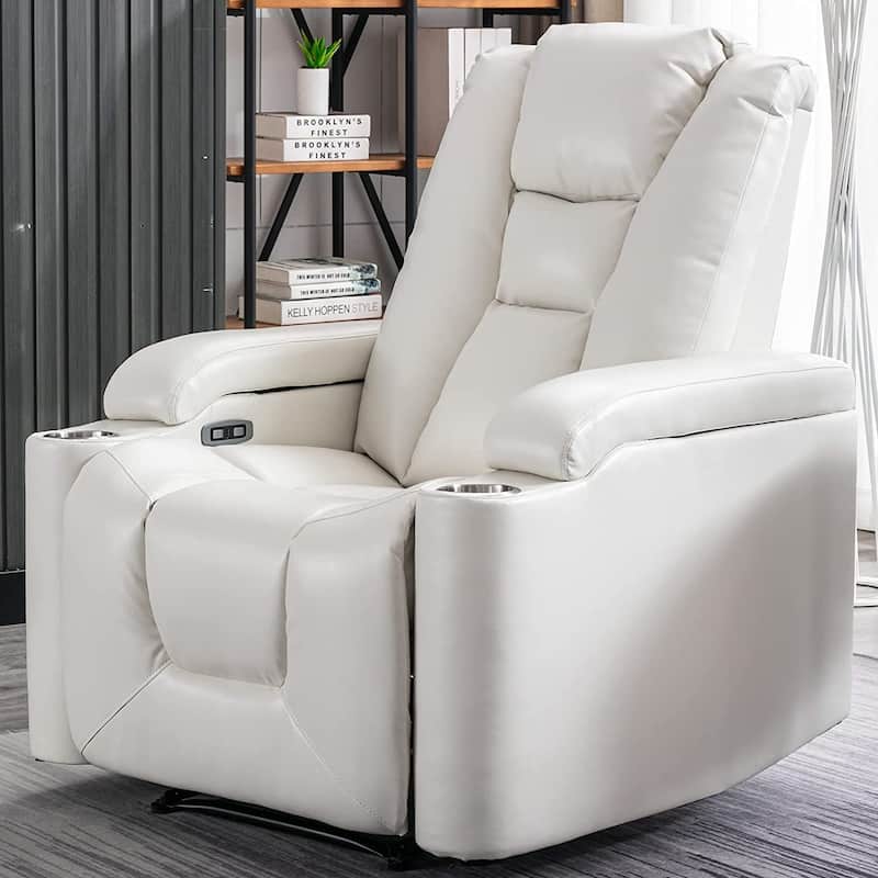 Power Leather Recliner Chair Home Theater Seating Soft