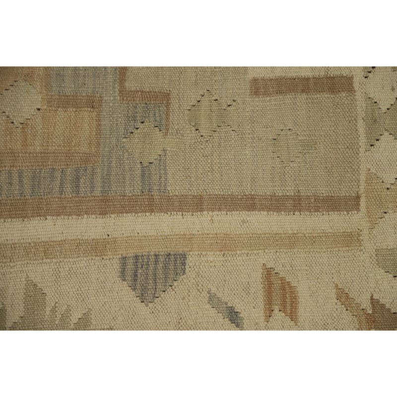 Hand Woven Oriental 100% Wool Carpet Southwestern Tribal Greys & Charcoal Kilim Area Rug - 9' 1'' X 5' 8''