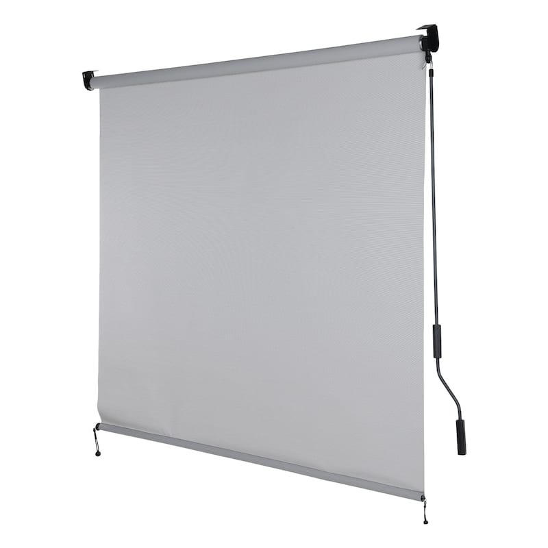 Aoodor 5% Openness Cordless Solar Fabric Roller Shade, 95% UV Protection Blinds - 8x8 ft - Light Grey