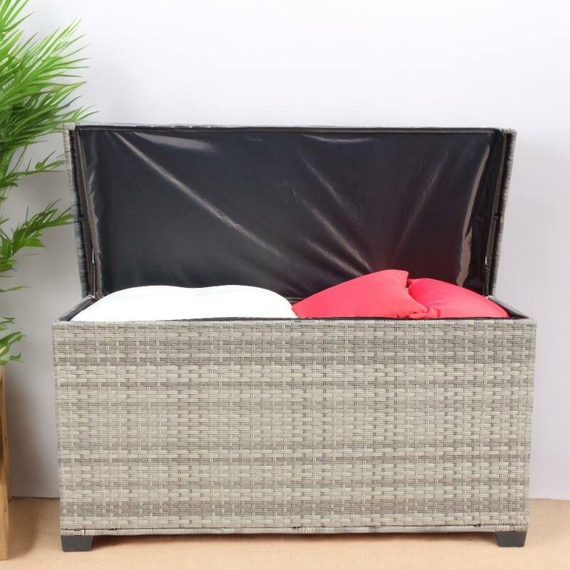 148 Gal Waterproof Wicker Patio Furniture Deck Box, Large Storage Container for Outdoor Cushions, Throw Pillows - 148Gal