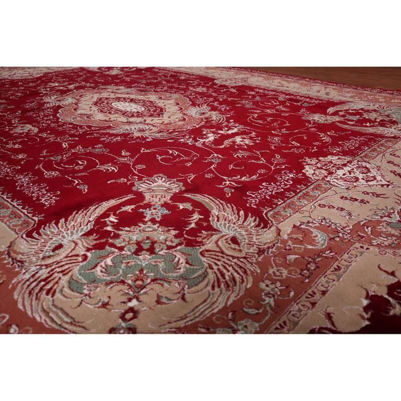 Victorian Style Red Kashan Turkish Rug Machine Made Bedroom Carpet - 9'8" x 13'1"