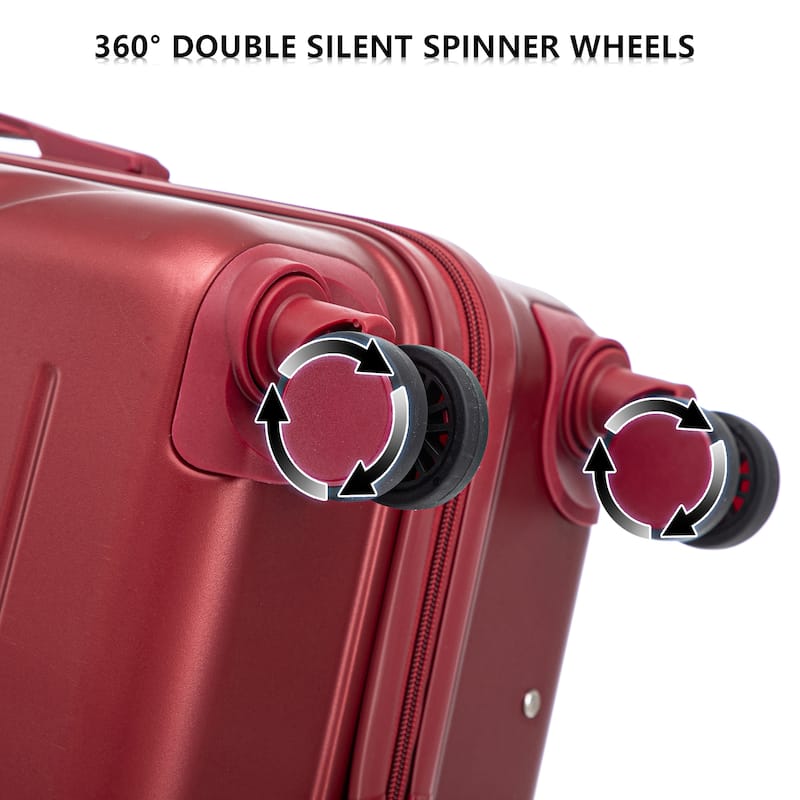 20"/24"/28" 3-Piece, Modern Luggage Sets with Retractable Handle and Combination Lock, for Boarding Travel, Wine Red