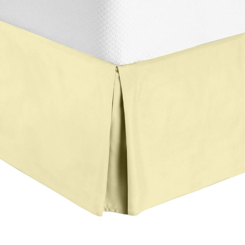 Luxury Microfiber Pleated Bed Skirt 14 Inch Drop Queen Size - Vanilla Yellow