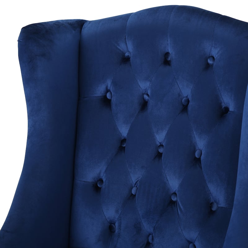 Contemporary Design Upholstered Wingback Chair, Hi-back Club Chair with Wood Legs