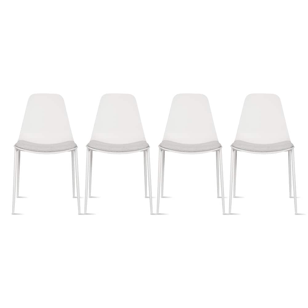 Set of 4 Plastic Dining Chairs Cushion Padded For Kitchen Metal Legs Guest Meeting Waiting Room Business Indoor Outdoor Patio