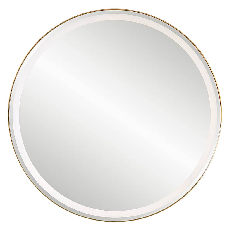 Uttermost Crofton Lighted Brass Round Mirror - 32"W x 32"H x 2.13"D