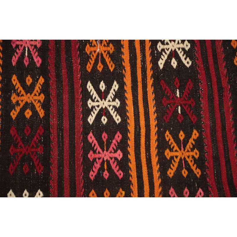 Hand Woven Oriental 100% Wool Carpet Southwestern Tribal Multi-Colored Kilim Area Rug - 11' 11'' X 5' 9''