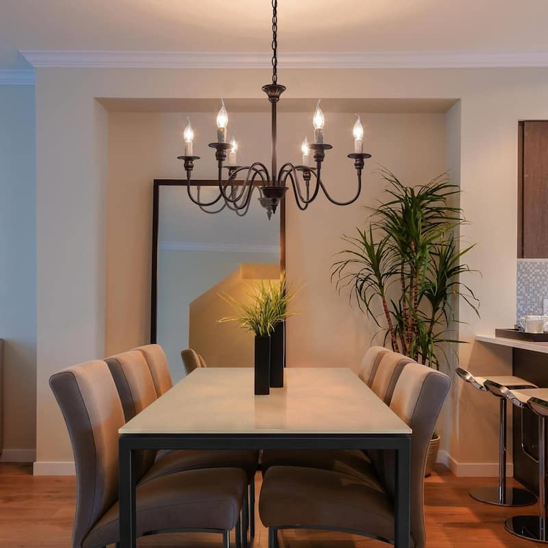 Modern Farmhouse 6-Light Chandelier Classic Candle Light for Dining Room