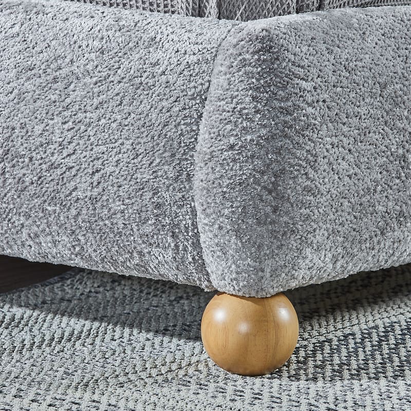 Roundhill Furniture Lunara Gray Upholstered Platform Bed with Bun Feet