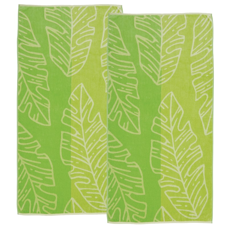 Linery & Co. 100% Cotton Jacquard 2 Pack Summer Beach Towels