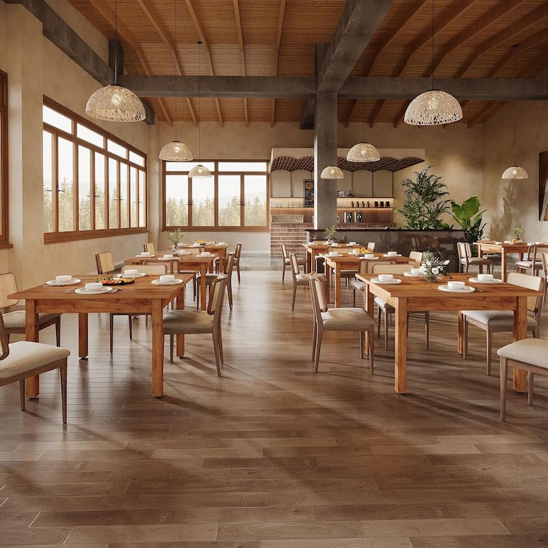 Square Wood Dining Table, Farmhouse Kitchen Table for Living/Dining Room