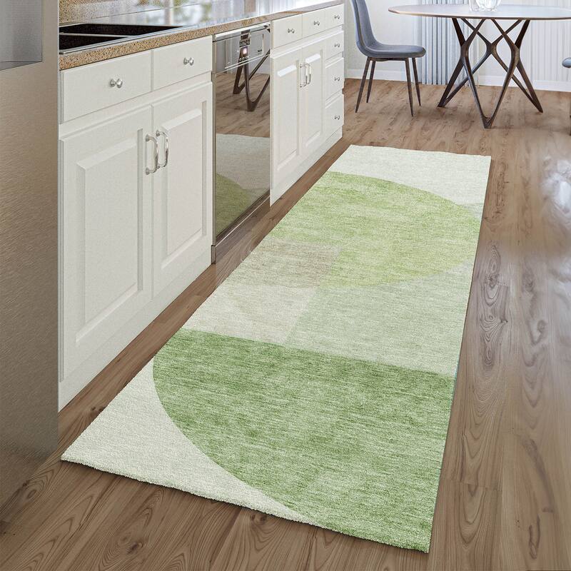 Premium Washable Super Soft Modern Deco Mayfield Rug - Olive - 2' 3" x 7' 6" - Runner