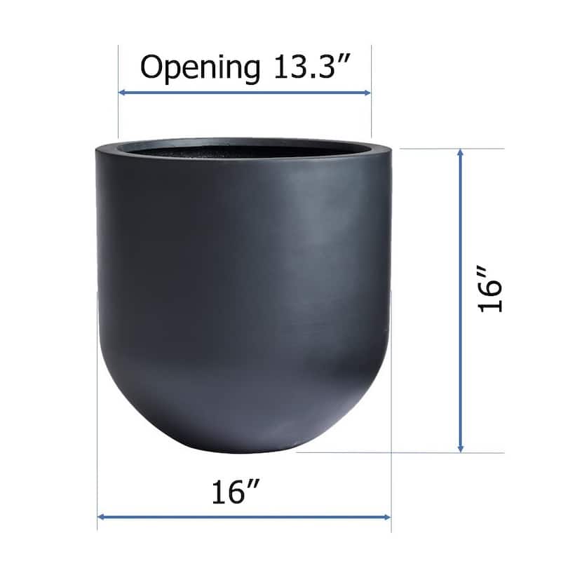 DreamPatio Santa Rosa Fiberstone Planter for Indoor/Outdoor - 16x16x16 - Black