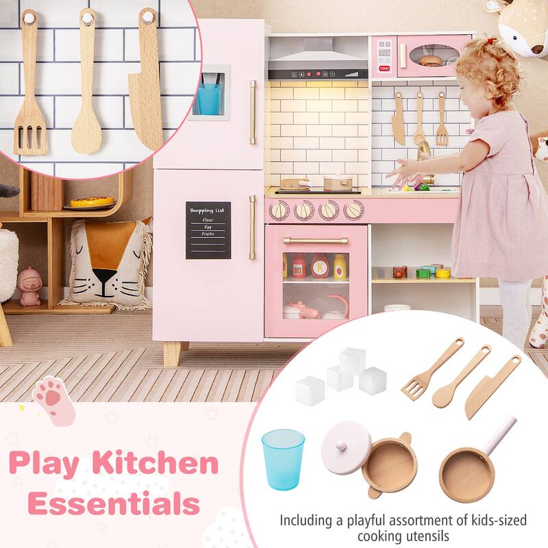 Gymax Kitchen Playset for Kids w/ Realistic Lights & Sounds Range Hood