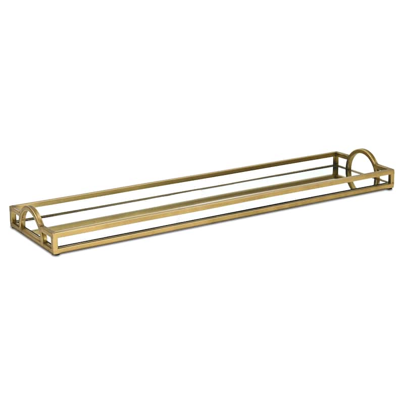 Verena Slim Rectangular Mirrored Tray - Gold - Large