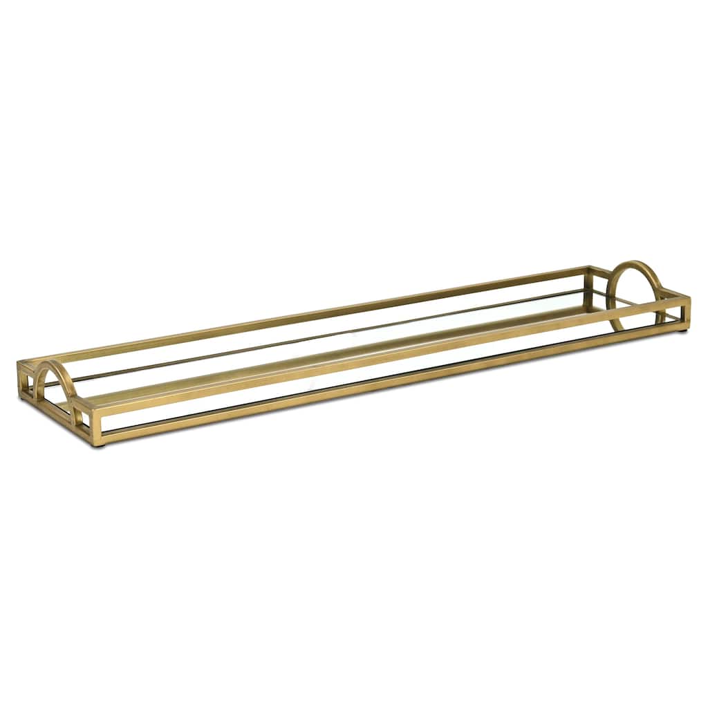 Verena Slim Rectangular Mirrored Tray - Gold