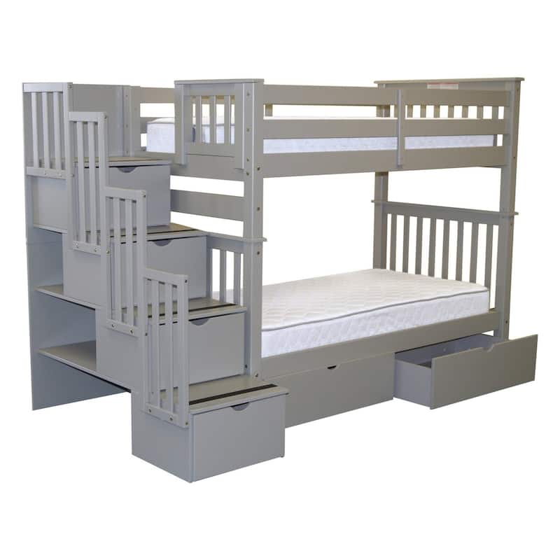 Taylor & Olive Trillium Tall Twin over Twin Stairway Bunk Bed, Drawers