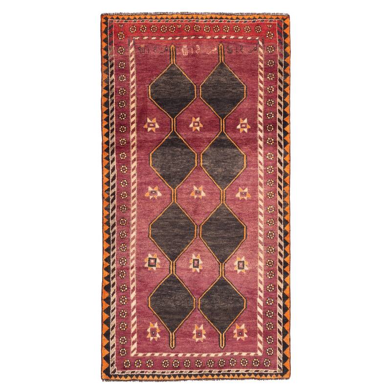 ECARPETGALLERY Hand-knotted Melis Dark Magenta Wool Rug - 4'10 x 9'5
