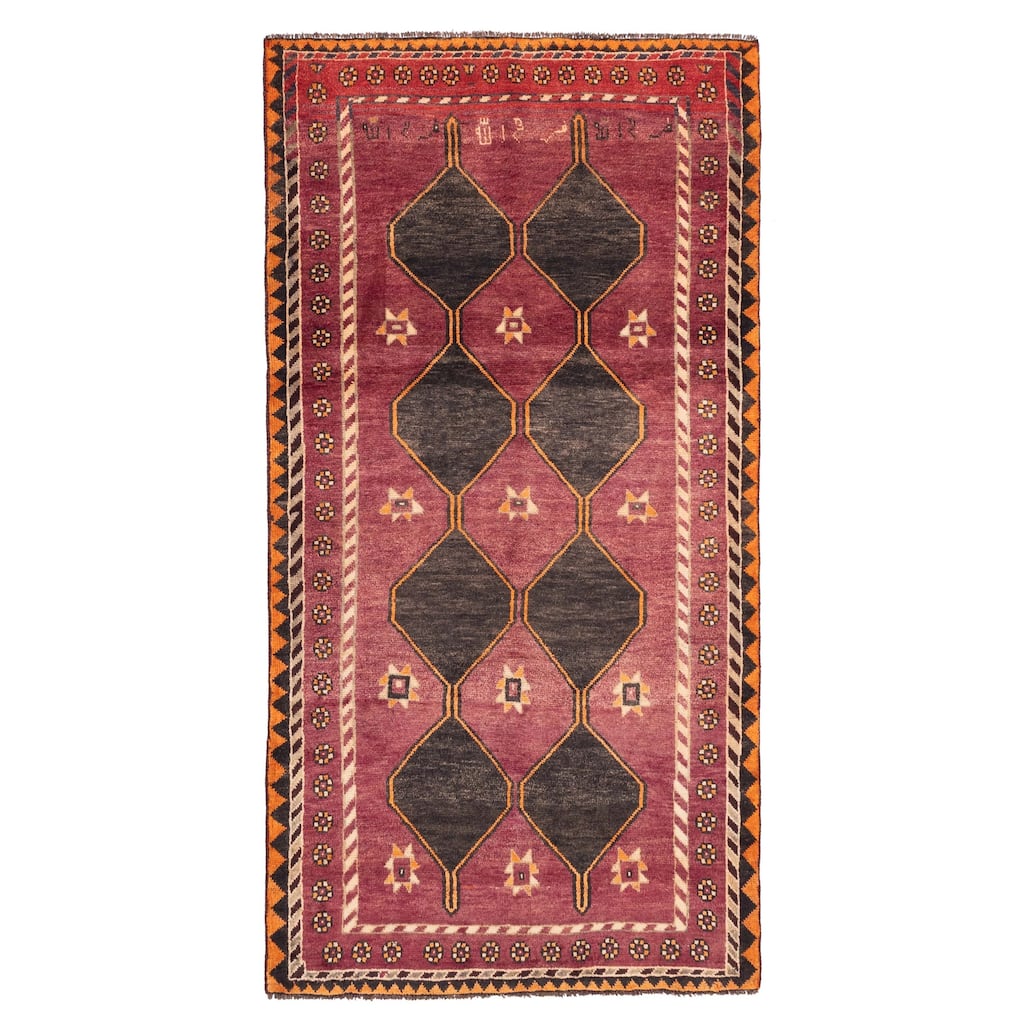 ECARPETGALLERY Hand-knotted Melis Dark Magenta Wool Rug - 4'10 x 9'5