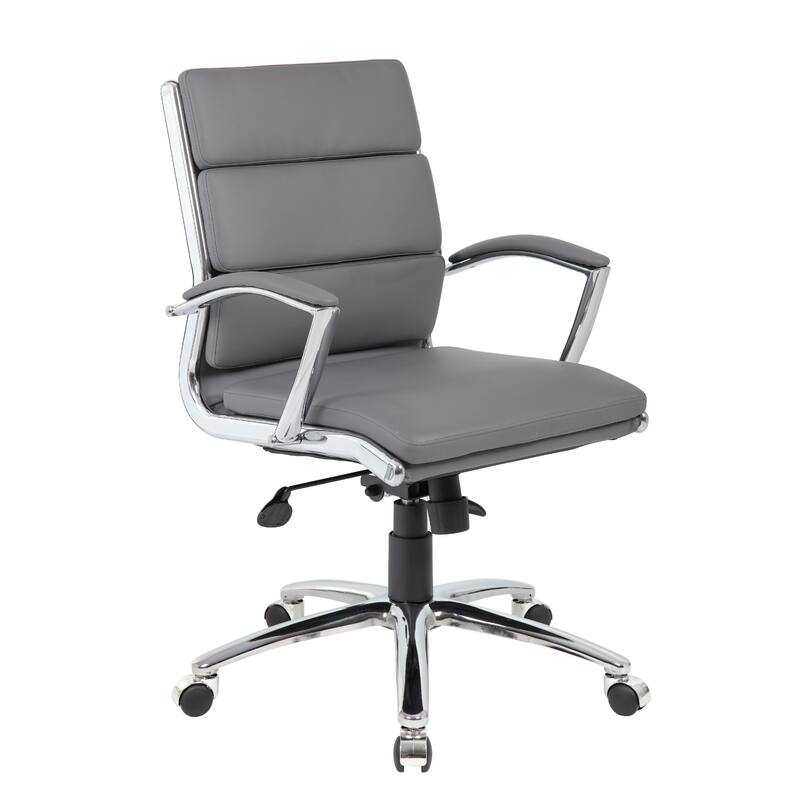 Dave Executive Swivel Chair with Metal Chrome Finish, Gray Vinyl