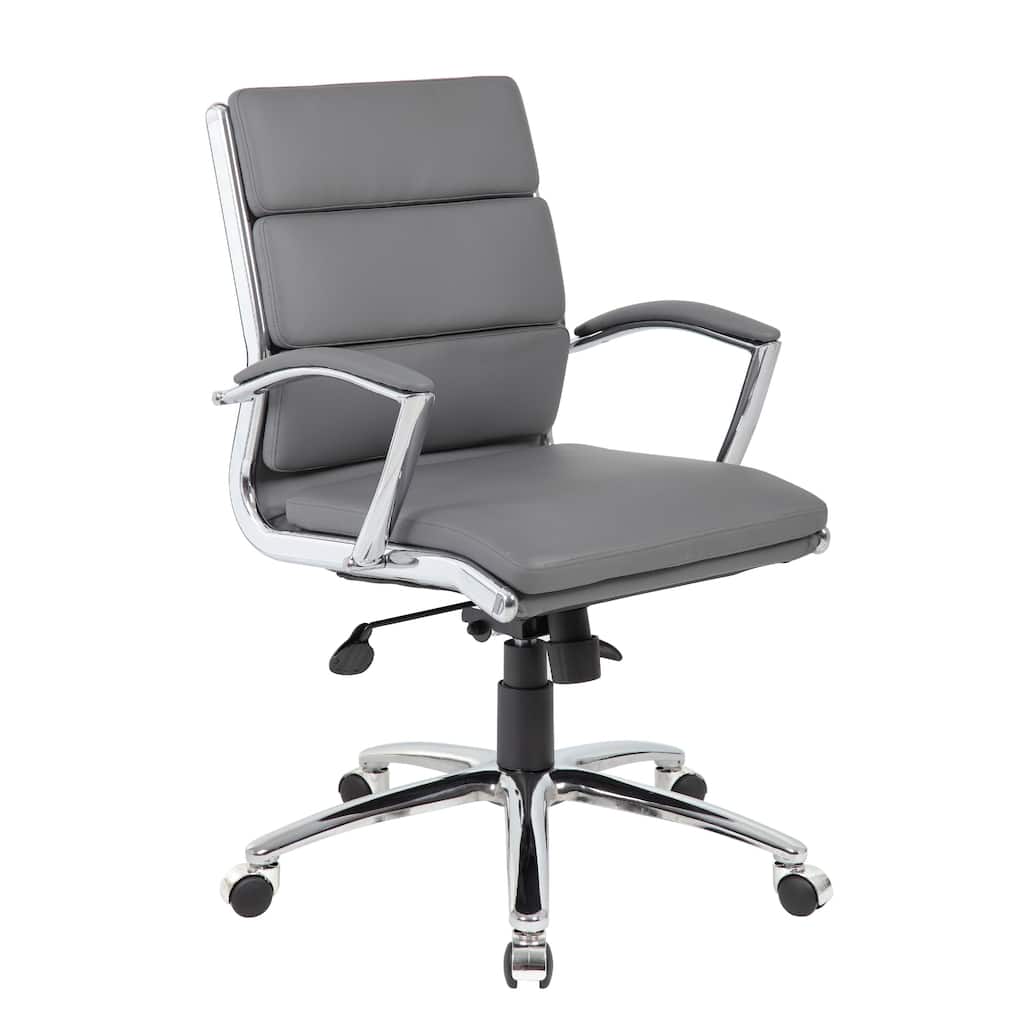 Dave Executive Swivel Chair with Metal Chrome Finish, Gray Vinyl
