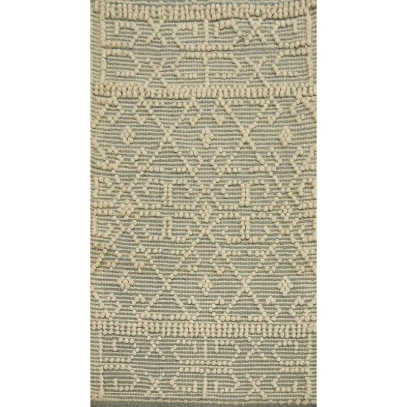 Hand Knotted Oriental 100% Wool Carpet Modern Geometric Beige & Ivories Modern Gotti Design Area Rug - 3' 11'' X 2' 4''
