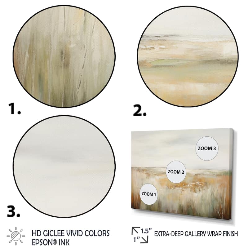 Designart "Meadow Grasslands Minimalism II" Landscapes Framed Wall Art Living Room