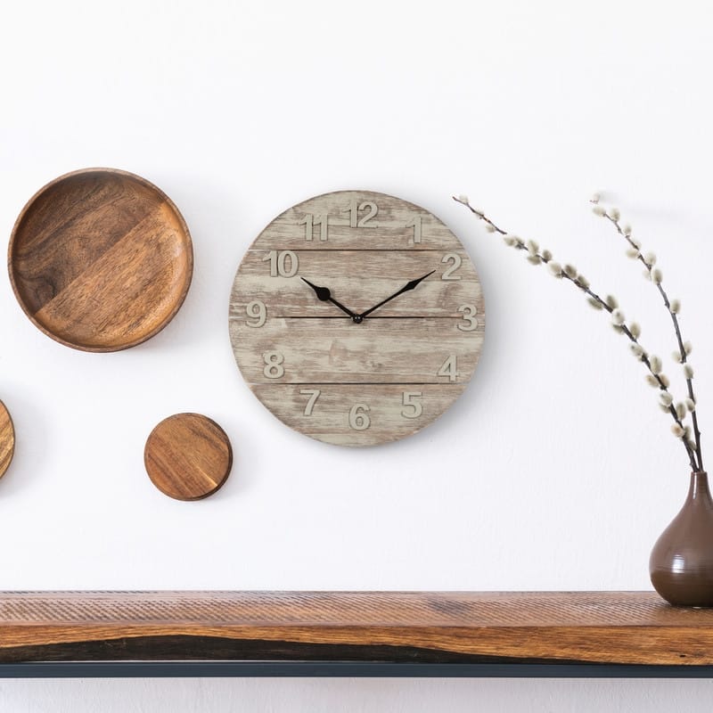 La Crosse Clock 404-3430W 12-in. Sunwashed Rustic Wood Quartz Clock