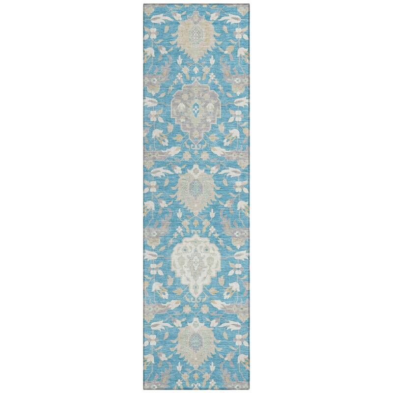 Machine Washable Indoor/ Outdoor Traditional Kashan Chantille Rug