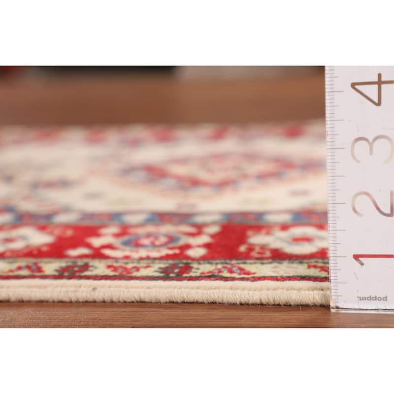 Kazak Accent Rug Hand-Knotted Oriental Beige Wool Carpet - 2'9" x 3'6"