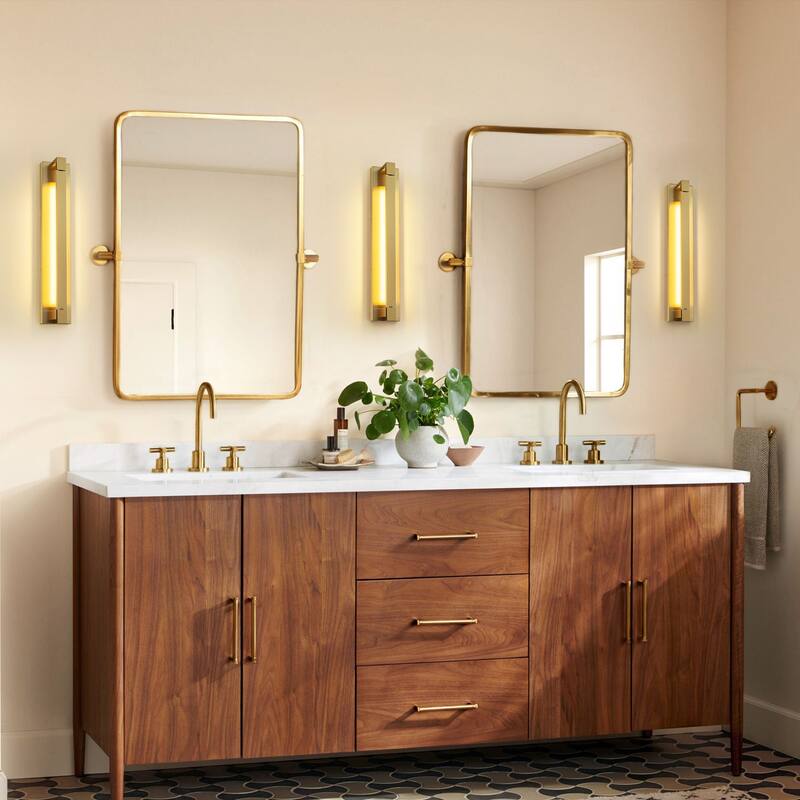 23.6" W Mid-Century Modern Gold Linear Design Adjustable Rotatable Intergrated LED Bathroom Vanity Light