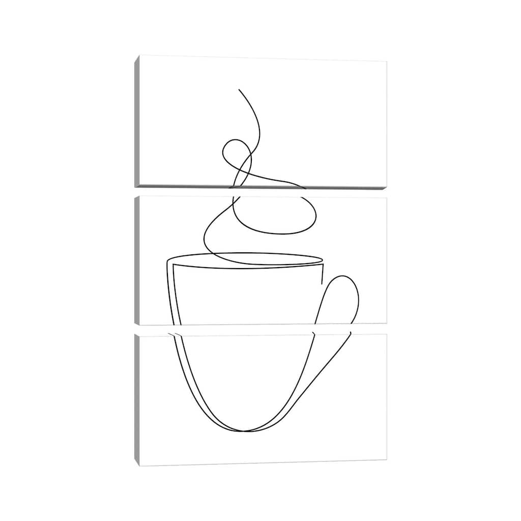 iCanvas "Coffee Or Tea Cup - Line Art" by Addillum 3-Piece Canvas Wall Art Set