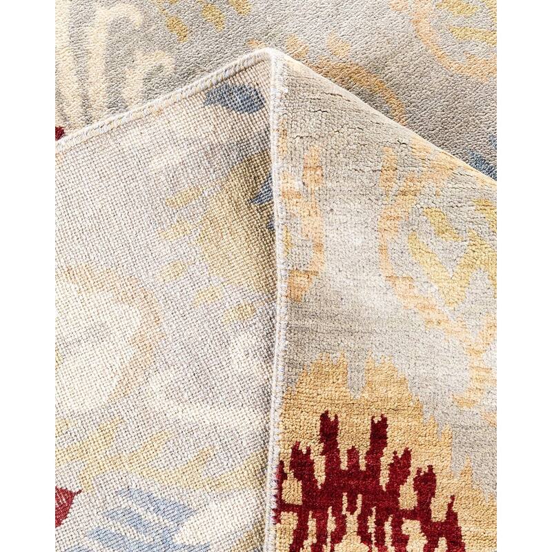 Ikat One-of-a-Kind Hand-Knotted Area Rug, Ivory - 9' 3" x 12' 1"